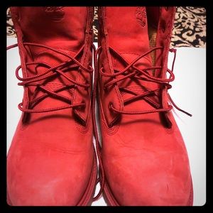Red Limited edition Timberlands, no box